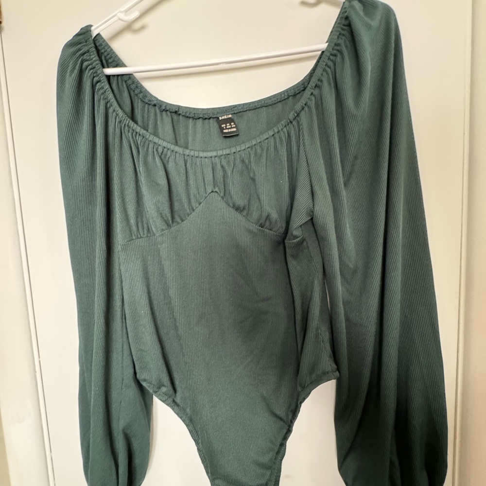 SHEIN Teal Long Sleeve Bodysuit